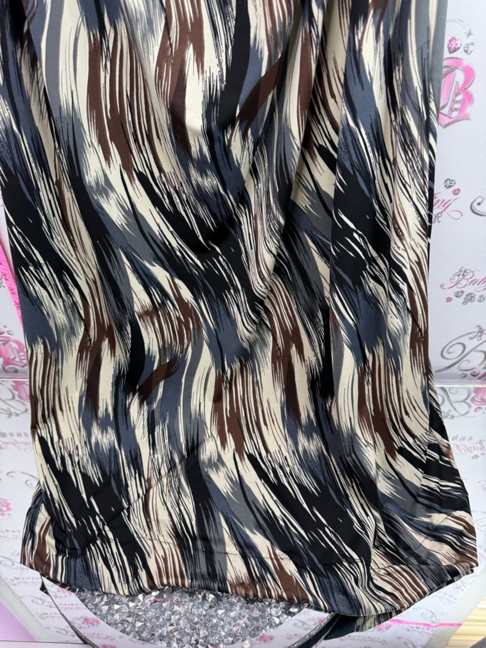 George dress jewels halter Maxi Dress in Black, Cream & Brown Brushstroke Print - Picture 3 of 9